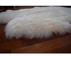 Tapis Peau de Mouton Authentique Couleur blanc/Ivoire Meilleure Qualité (90 - 100cm)