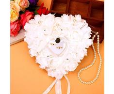 Coussin romantique en forme de cœur pour alliances - 24 x 25 cm