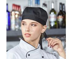 LissomPlume Unisexe Toque Bandana De Cuisine Chef Femme Bandana Chapeau De Cuisinier Homme noir
