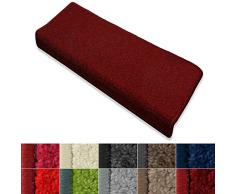 casa pura Tapis de Marche descalier Poil Court Moelleux | 7 Couleurs | rectangulaire ou Demilune | 15pièces - 27x65cm | rectangulaire, Bordeaux
