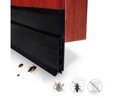 EXTSUD Bas de Porte Adhésif 100cm x5cm Souple Silicone Isolant Phonique Thermique Bande détanchéité Anti Bruit Poussière Stop à lair Froid Anti Souris Fourmi Cafard Insectes (100cmx5cm Noir)