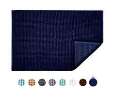 JARITTO Tapis de Bain Antidérapant Absorbant Tapis de Salle de Bain pour Sortie de Douche Baignoire Toilette Cuisine en Microfibre Chenille Lavable en Machine 50 x 80 cm (Bleu Foncé)