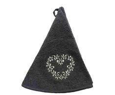 Essuie main rond en éponge coeur gris