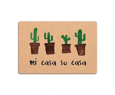 Eureya Cactus Mi CASA ES Su CASA Paillasson d’entrée Tapis de Sol Humoristique pour intérieur et extérieur 40 x 60 cm