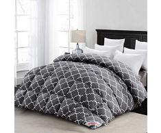 MoSurprise Couette Duvet doie Naturelle Couette Plume 100% Blanc Duvet Couette Demi-Saison Imprimée Trèfle à Quatre Feuilles 135 x 200 cm Couette Anti-acarien Enveloppe Coton