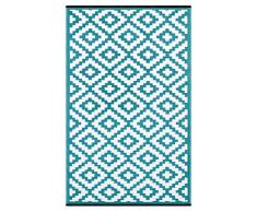 Green Decore Nirvana Tapis dextérieur réversible en Plastique Bleu Sarcelle et Blanc