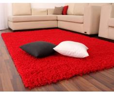 Paco Home Tapis Shaggy Longues Mèches en Rouge, Dimension:200 cm carré