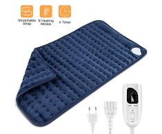 Couverture Chauffante,Chronométrage et 6 Réglages de chauffage-Lavable en Machine -Tapis électrique -Protection Contre la Surchauffe-Pour Genoux, Cou, Pieds et Hanches(30 * 60cm)