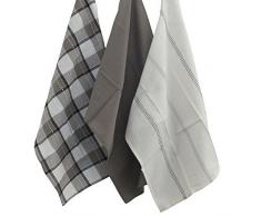 Kela 15961 Pasado Lot de 3 Torchons de cuisine Coton - Taupe - 65 x 45cm