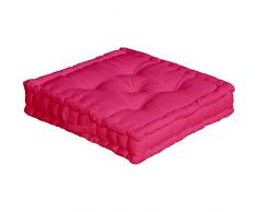 Enjoy Home Coussin de sol avec poignée 50 x 50 x 10 Fushia Coton