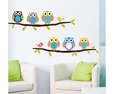 ufengke® Hiboux de Bande Dessinée et Les Oiseaux Stickers Muraux, La Chambre des Enfants Pépinière Autocollants Amovibles
