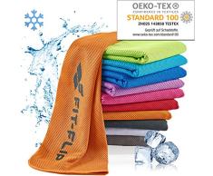 Fit-Flip Serviette de Refroidissement 100x30cm, Serviette Sport Microfibre refroidissante, Serviette rafraîchissante, Cool Towel, Serviette Microfibre – Couleur: Orange, Dimensions: 100x30cm