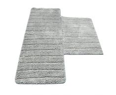 UArtlines Lot de 2 Tapis de Bain Anti-Glissant Microfibre Absorbant Eau Super Comfort Tapis de Douche pour Salle de Bain (Gris) (45 * 65+45 * 120cm)