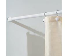 iDesign barre de douche pour rideau, petite tringle extensible en acier inoxydable, tringle rideau douche sans perçage pour la douche ou la baignoire, blanc