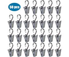 50 Pièces Mentaux Rideau Clips En Acier Inoxydable Cintre pour Lumières Photos Fils Titulaire Partie Chambre Salle de Bains Maison Extérieur Intérieur Décoration Art Artisanat Affichage