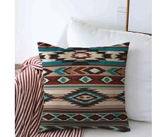 Coussin Couvre Swatch Vert Navajo Motif Ethnique Abstrait Aztèque Tribu Rose Vintage Native Zigzag Graphique Américain Coussin Carré Cas Coton Lin pour Hiver Décor À La Maison 45X45CM