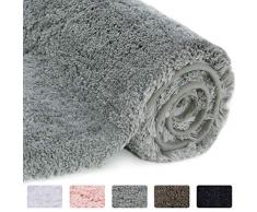 Lifewit Tapis de Bain Absorbant Antidérapant Extra Epais Tapis de Douche Microfibre de pour Salle de Bain Gris 80 × 50 cm