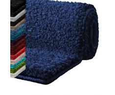 casa pura Tapis de Bain Antidérapant - Tapis de Douche | Tapis Salle de Bain, WC, Toilette, Sortie de Douche | Epais, Absorbant & Moelleux | Microfibre (Bleu Marine - 50x60 cm)