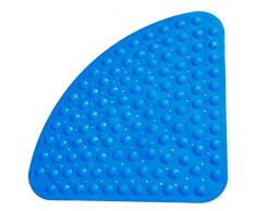 Shirylzee Section de tapis de douche en triangle transparent, antidérapant et anti-moisissure avec effet massant et trou de drainage pour angle de douche ou baignoire, PVC, bleu, Small