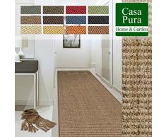 casa pura Tapis De Couloir sur Mesure Sylt | Fibres Naturelles 100% Sisal | Antidérapant | Bordure Coton | Liége, Beige - 66x100cm