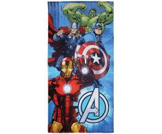 CTI - Marvel - Drap de Plage Avengers Metal 100% Coton, Bleu, 150x75 cm