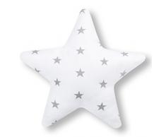 Amilian® Petit coussin motif étoile gris sur coussin décoratif blanc, douillet et moelleux env. 28 cm.