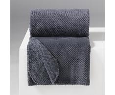 Douceur dIntérieur Jeté de Canapé Flanelle Calinou Polyester/Jacquard Anthracite 150 x 125 cm