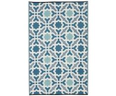 FAB HAB Seville - Tapis Multicolore Bleu en Polypropylène recyclé pour intérieur/extérieur (90 cm x 150 cm)