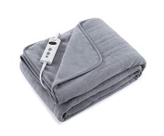 Couverture Chauffante avec 10 Niveaux de Chauffage et 9 Niveaux de Minuterie, 130 x 180cm Couverture Électrique avec 3 Heures Arrêt Automatique Protection Contre la Surchauffe, Lavable en Machine