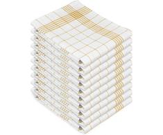 Normani Lot de 10 torchons de cuisine - Tissu lavable jusquà 60 °C, Carreaux jaunes., 55 x 75 cm