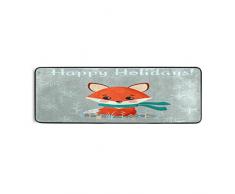 Mnsruu Tapis de Noël Humoristique Motif Renard Flocon de Neige Vintage pour Salon, Chambre à Coucher, Cuisine 2' x 6'