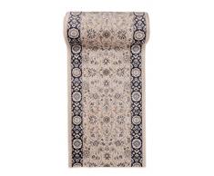 Tapis de Couloir Beige Noir Oriental - Au Mètre - Décoration Parfaite pour: Entrée Salle de Séjour Cuisine ou Couloir - Collection AYLA de Carpeto - S L XL XXL - 80 x 300 cm