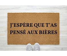 Tapis d Entree Interieur paillasson humour bière pour Interieur antiderapant en Fibre de Coco Brosse 60 x 40 cm - Tapis escalier Porte Marche de Passage Original Drole Fun pour Maison Deco idée Cadeau