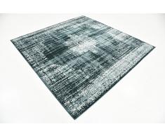 Moderne Country Manche de manche (6 'x 6') Tapis Zone Cambridge carré bleu foncé contemporain
