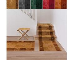 casa pura Tapis pour Escalier - Motif Floral - Idéal comme Tapis Escalier, Couloir, Passage, Chambre - Moquette Bouclée Antidérapante (Beige - 67x300 cm)