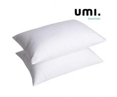 UMI. Essentials - Lot de Deux oreillers en Plumes doie Blanche avec Tissu 100 % Coton.Oreiller Bio de qualité hôtelière (48 x 74 cm, fermeté Moyenne)