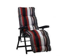 Coussin rembourré de rechange pour chaise longue avec repose-pieds Motif rayé, rouge et noir