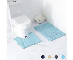 Arkmiido Ensemble Tapis de Bain/Carpettes de Toilette 2 Pièces, Tapis WC Antidérapant Doux Absorbant Epais en Chenille pour la Salle de Bain/WC,Lavable en Machine