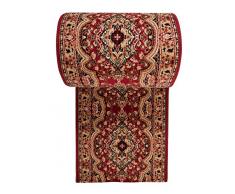 Tapis de Couloir Oriental Collection au Metre - Persan Motif - Résistant à Poil Court - « Verona» - Collection de Carpeto - Rouge Foncé Beige 60 x 200 cm