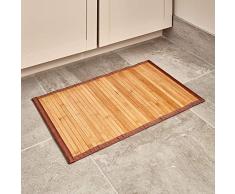 iDesign Tapis de Bain, Grand Tapis Cuisine, Couloirs, Salle de Bain ou Toilettes en Bambou, Tapis de Cuisine ou de Salle de Bain Étanche, Marron Clair
