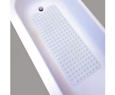 Nifogo Tapis de Bain, Baignoire Mat, Sécurité Anti Glisse, Antibactérien doté Solides Ventouses, 100 x 40cm Extra Long, Durable (Transparent)