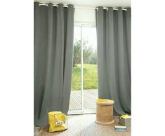 Rideau occultant, obscurcissant et isolant contre le froid, rideau hiver doublé polaire largeur 140x260 cm (- Gris ciment 70259/578)