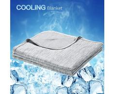 Luxear Plaid Couverture rafraîchissante pour Été, Couverture avec Technologie Sentiment Froid, Plaid Doux Léger pour Canapé Fauteuil Adulte Bebe Enfant Chien Voyage Voiture, 200 x 220 Cm, Gris