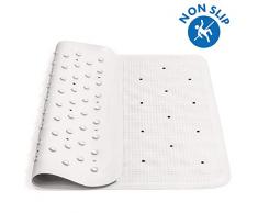 Tatkraft Fine - Tapis de Douche Carré Antidérapant en Caoutchouc Blanc Fin avec Ventouses - Tapis de Bain en Caoutchouc Antifongique - Taille 55x55 cm