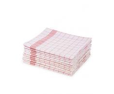 Zestri Set de 10 torchons - torchons à Carreaux Blanc Rouge 100% Coton - torchons pour Cuisine & Restauration - torchon 50x70 - torchons de séchage en Coton