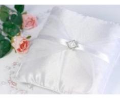 N.t coussin dalliances avec diamant et barrette ruban blanc 20 x 20 cm