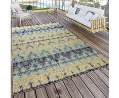 Paco Home Tapis Intérieur Et Extérieur Bohème Jaune Turquoise Noir, Dimension:80x250 cm