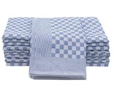 ZOLLNER Set de 10 torchons en Coton, à Carreaux Blanc-Bleu, 46x90 cm