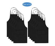 Weanty Lot de 10 Tablier de chef Tablier de bavoir avec 2 poches Cuisine Tabliers de cuisine pour la cuisine à domicile Restaurant Café Maison Hommes Femmes Noir