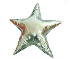 Nunubee Amour l'étoile à Cinq Pointes Cravate crème glacée Oreiller de Jouet Toile PU PP Coton Sofa Office décoratif, Étoile Argent 45 * 45cm